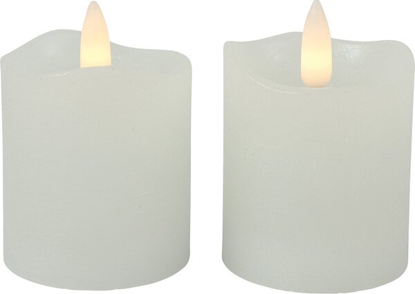 LED świeca słupkowa LYON 8 cm biała, zestaw 2 szt