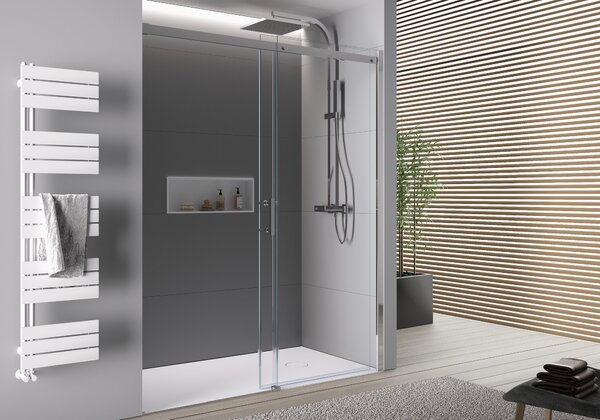 Drzwi prysznicowe przesuwne ze ścianką DX806A FLEX