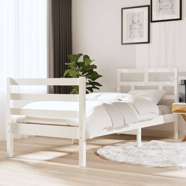 Rama łóżka, biała, lite drewno, 75x190 cm, 2FT6, pojedyncza