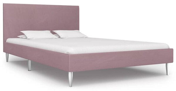 Rama łóżka, różowa, tapicerowana tkaniną, 120 x 200 cm