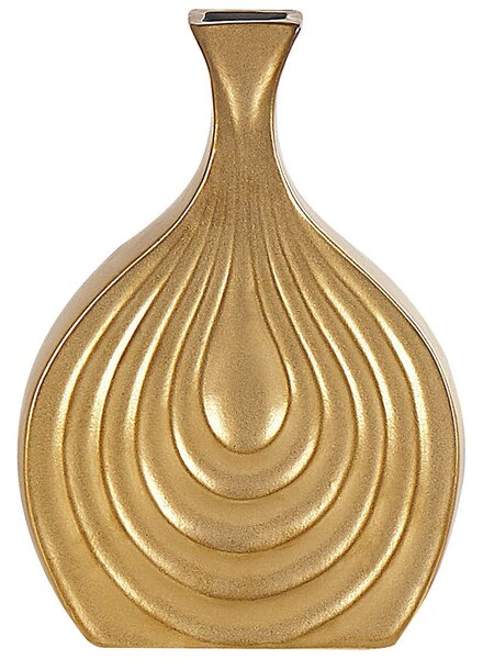 Kamionkowy wazon dekoracyjny 25 cm ozdoba stołu złoty Thapsus Beliani