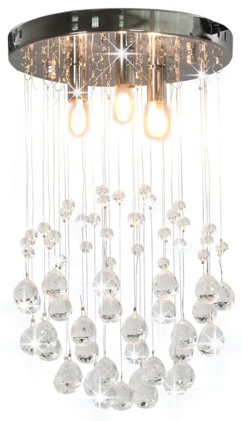 Lampa sufitowa z kryształkami i koralikami, srebrna, 3xG9