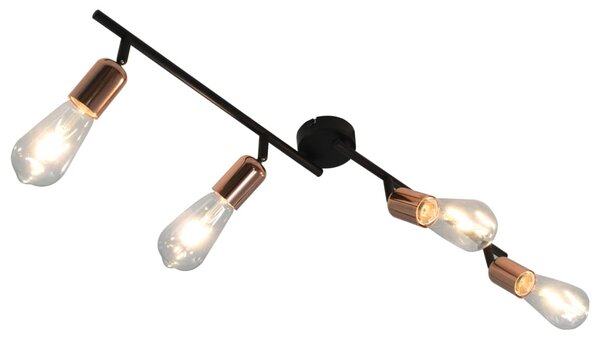 Lampa z 4 reflektorami, czarno-miedziana, 60 cm, E27