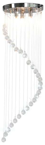 Lampa sufitowa z kryształami i koralikami, srebrna, spirala, G9