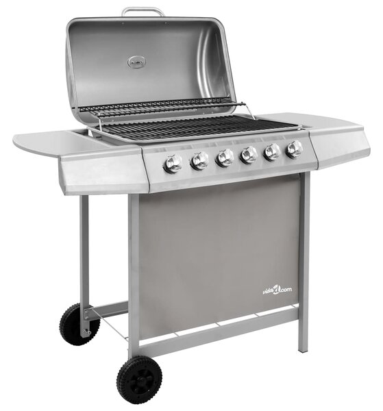 Grill gazowy z 6 palnikami, srebrny