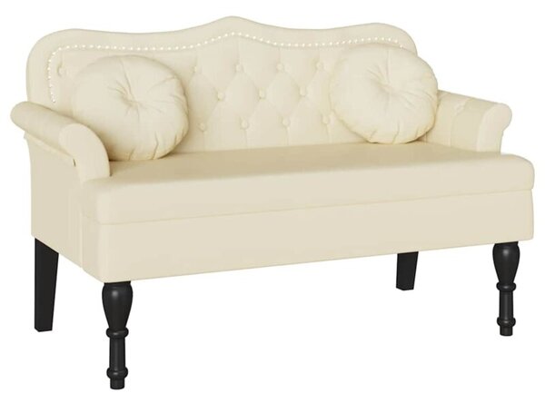 Ławka chesterfield z ekoskóry w kremowym kolorze