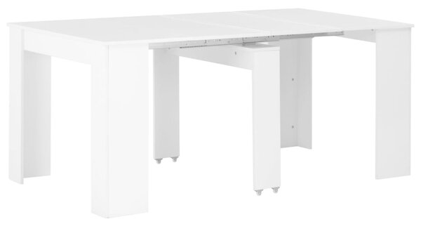 Rozkładany stół jadalniany, wysoki połysk, biały, 175x90x75 cm