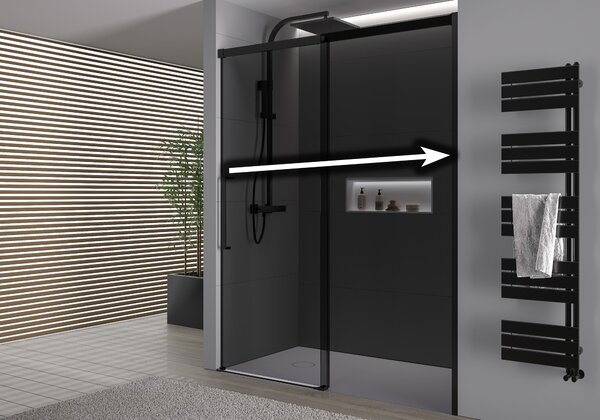 Drzwi prysznicowe przesuwne Soft-Close ze ścianką DX906 FLEX