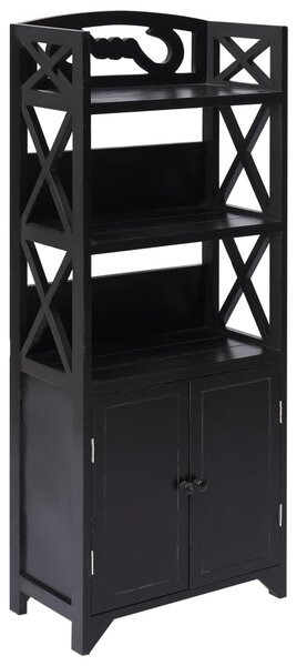 Szafka łazienkowa, czarna, 46x24x116 cm, drewno paulownia