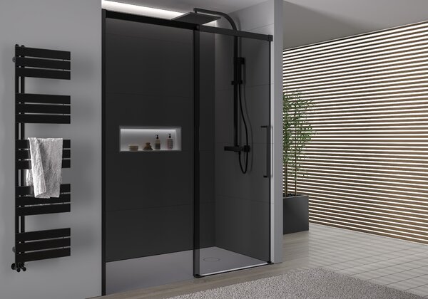 Drzwi prysznicowe przesuwne Soft-Close ze ścianką DX906 FLEX