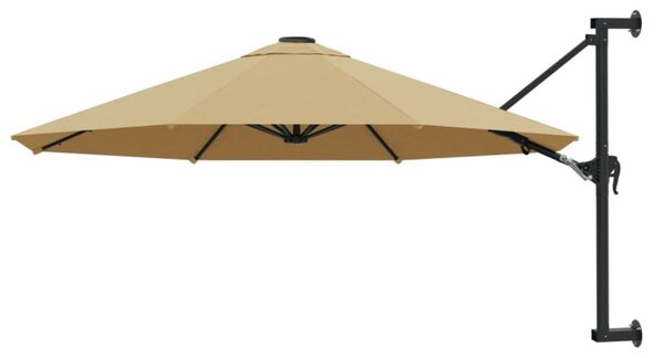 Parasol ścienny na metalowym słupku, 300 cm, kolor taupe