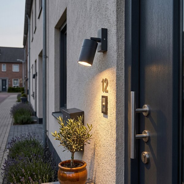 Lampa ścienna zewnętrzna antracytowa IP44 obrotowa i pochylana - Solo