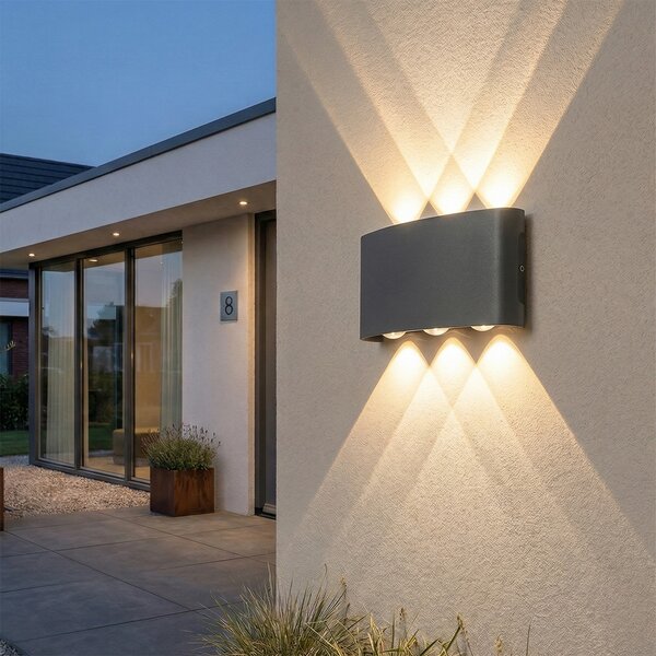 Lampa ścienna zewnętrzna ciemnoszara w komplecie z LED 6-światłowa IP54 - Silly