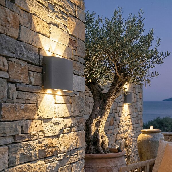 Lampa ścienna zewnętrzna ciemnoszara zintegrowana LED 4-punktowa IP54 - Silly
