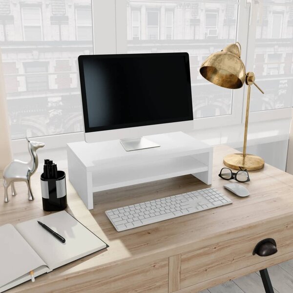 Podstawka na monitor, biała, 42x24x13 cm materiał drewnopochodny