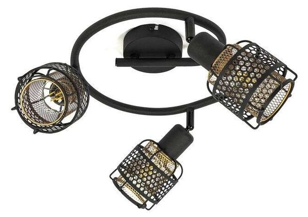 Lindby - Eudoria 3 Round Lampa Sufitowa Black/Gold Lindby