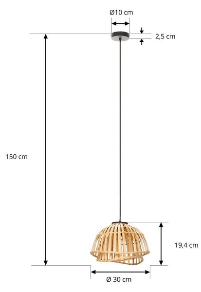 Lindby - Dabila Lampa Wisząca Ø30 Bamboo