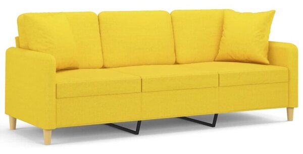 Sofa 3-osobowa wypoczynkowa z poduszkami, jasnoÅ¼Ã³Åta, 180 cm