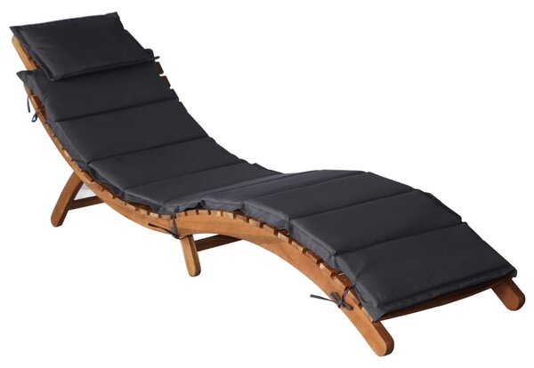 Leżak z poduszką, lite drewno akacjowe, ciemnoszary