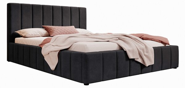 MebleMWM Łóżko tapicerowane z pojemnikiem SFG0144 | 160x200 | Welur | Czarny