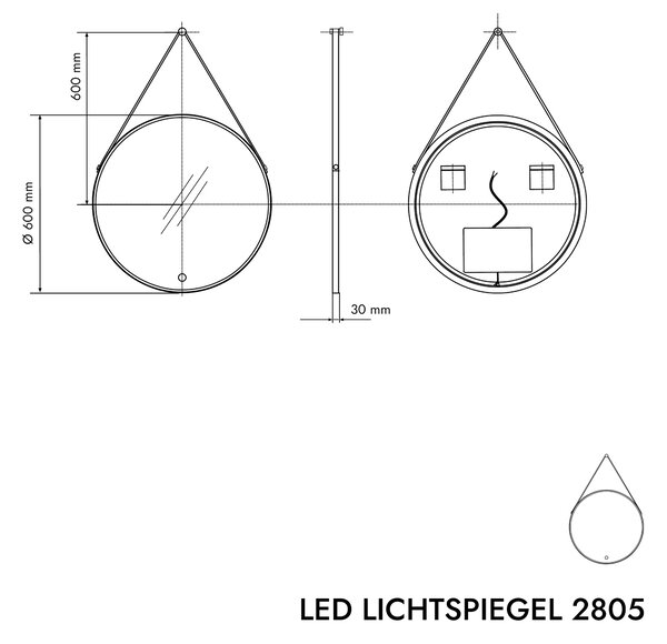 Lustro łazienkowe podświetlane LED 2805 okrągłe