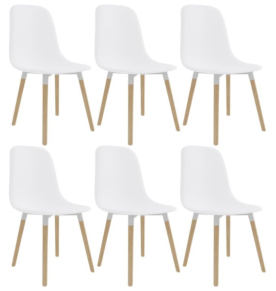 Krzesła jadalniane, 6 szt., białe, plastikowe