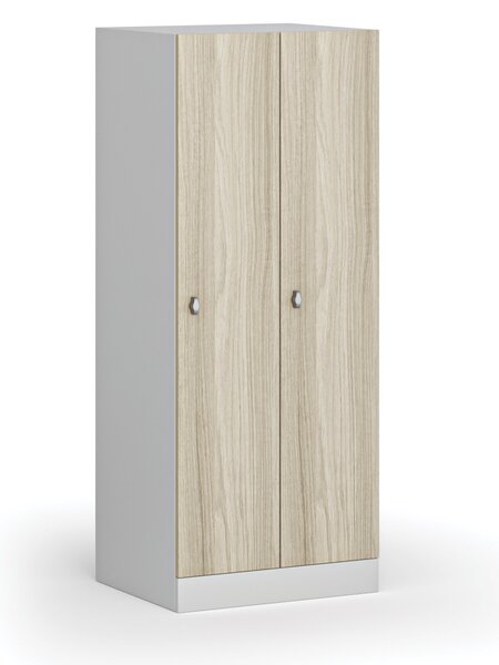 Szafa ubraniowa S1 obniżona, 2-drzwiowa, 1500 x 600 x 500 mm, demontaż, zamek obrotowy, drzwi laminowane, dąb naturalny