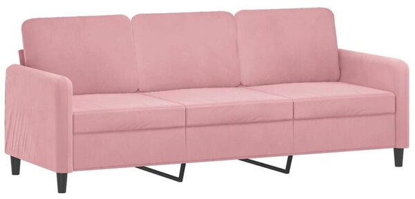 Sofa 3-osobowa, rÃ³Å¼owa, 180 cm, obita aksamitem