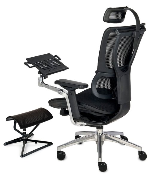 Zestaw 2 Ioo fotel biurowy, pulpit oraz podnóżek pod biurko - ergonomiczny fotel biurowy do gabinetu