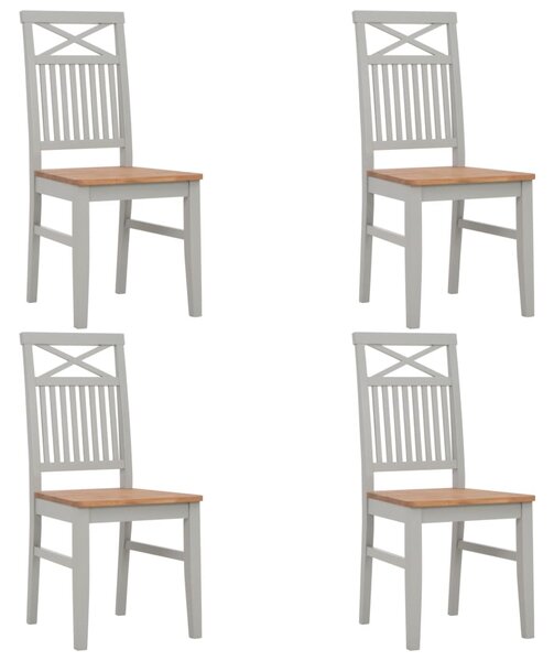 Krzesła stołowe, 4 szt., szare, lite drewno dębowe