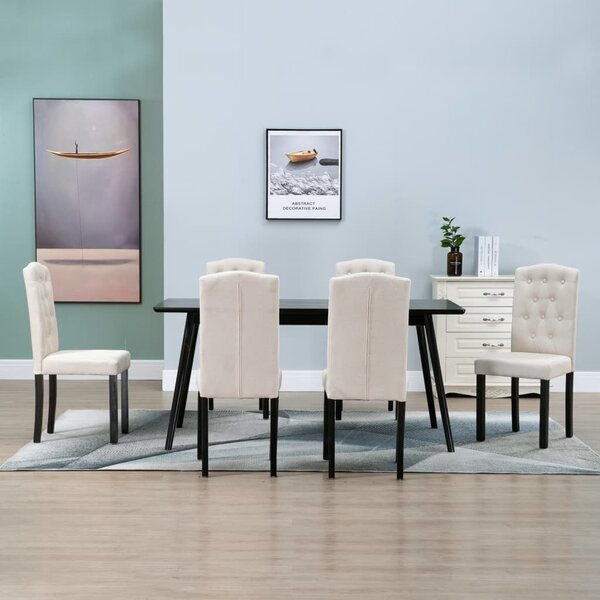 Krzesła do jadalni, 6 szt., kremowe, tapicerowane tkaniną