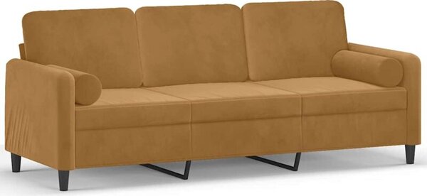 Sofa 3-osobowa z poduszkami, brÄ zowa, 180 cm, aksamit