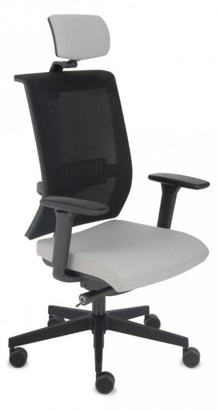 Fotel biurowy Level BS HD - obrotowy, z zagłówkiem, wygodny dla kręgosłupa, siatkowy