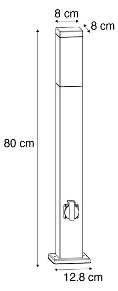 Zewnetrzna Lampa zewnętrzna stalowa 80 cm z gniazdkiem IP44 - Malios Oswietlenie zewnetrzne