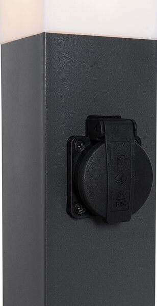 Lampa zewnętrzna ciemnoszara 80 cm z gniazdkiem IP44 - Malios