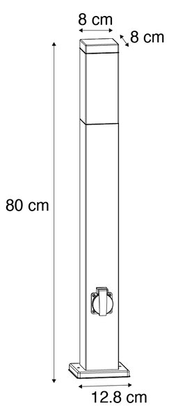 Lampa zewnętrzna ciemnoszara 80 cm z gniazdkiem IP44 - Malios