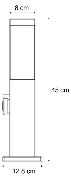 Lampa ogrodowa ciemnoszara 45 cm z gniazdem IP44 - Malios