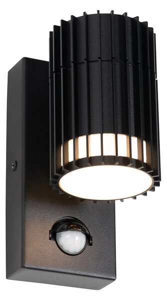 Designerska lampa ścienna zewnętrzna czarna z czujnikiem ruchu IP44 - Boris