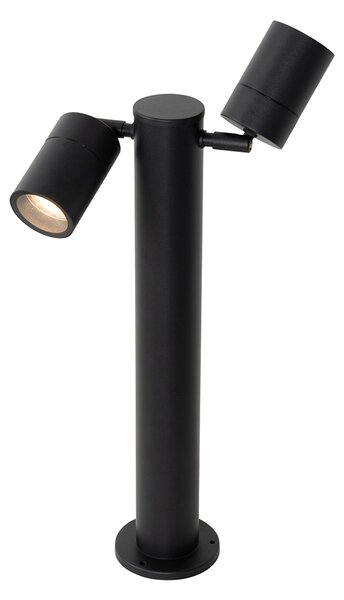 Lampa zewnętrzna czarna z kolcem do ziemi i dławikiem kablowym 45 cm 2-źródła światła IP44 - Duo