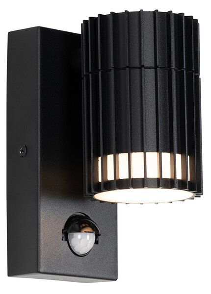 Designerska lampa ścienna zewnętrzna czarna z czujnikiem ruchu IP44 - Boris
