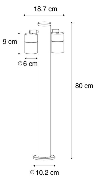 Stojąca lampa ogrodowa czarna 80 cm IP44 regulowana 2-światłowa - Duo