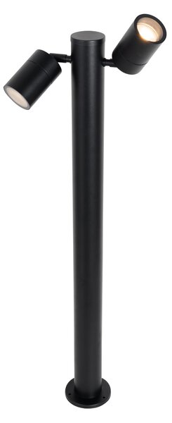 Stojąca lampa ogrodowa czarna 80 cm IP44 regulowana 2-światłowa - Duo