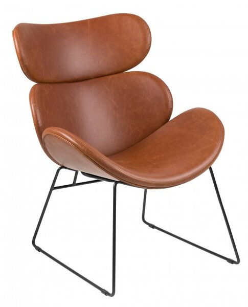 Fotel Cazar vintage, komfortowy model do salonu, tapicerowany skórą ekologiczną w kolorze brązowym