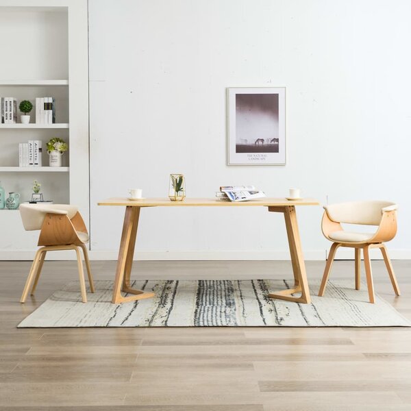 Krzesła stołowe, 2 szt., kremowe, gięte drewno i sztuczna skóra