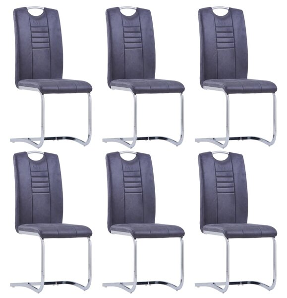 Krzesła stołowe, wspornikowe, 6 szt., szare, sztuczny zamsz