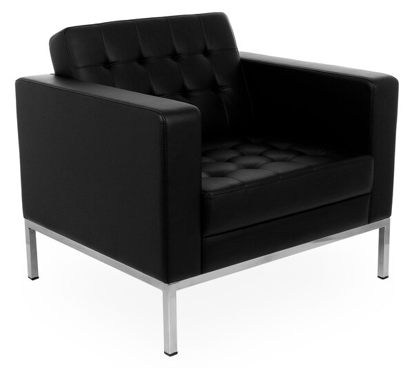 Fotel pikowany S2 - czarny, pikowany, tapicerowany skórą ekologiczną