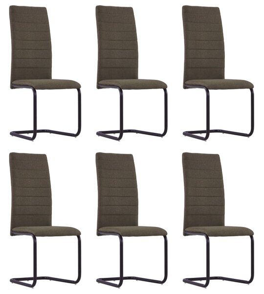 Krzesła stołowe, wspornikowe, 6 szt., brązowe, tkanina