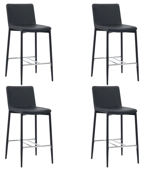 Krzesła barowe, 4 szt., czarne, sztuczna skóra