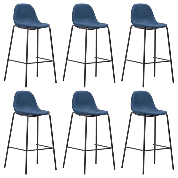 Krzesła barowe, 6 szt., niebieskie, tapicerowane tkaniną