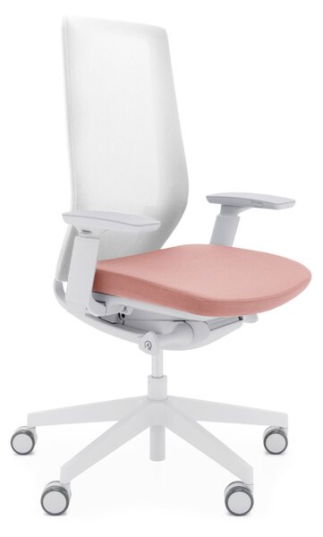 Białe krzesło biurowe siatkowe Accis Pro, stylowe, minimalistyczne